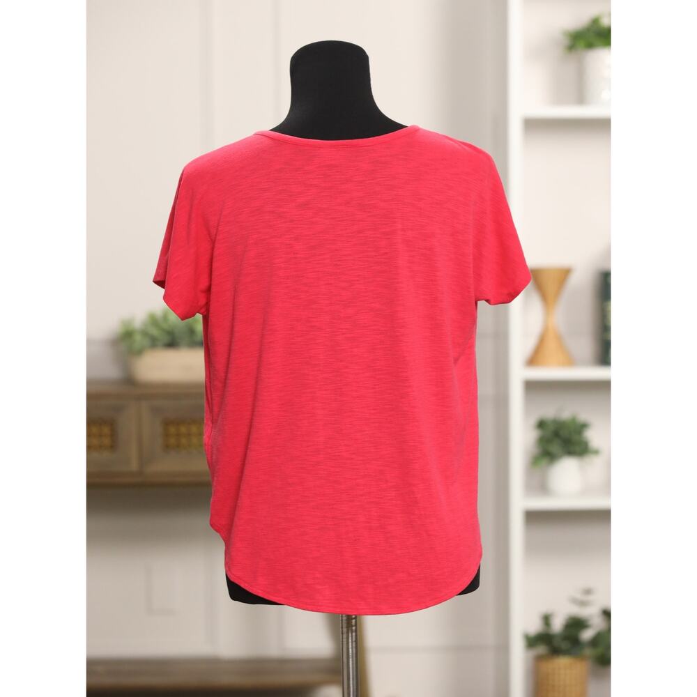 Rachel Zoe Tie Front Top Red Coral Button Front Lightweight Summer Vacation- M - Picture 6 of 12